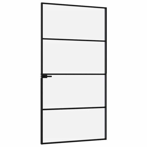 VidaXL Drzwi wewnętrzne, czarne, 102x201,5 cm, szkło i aluminium