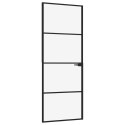 VidaXL Drzwi wewnętrzne, czarne, 76x201,5 cm, szkło i aluminium