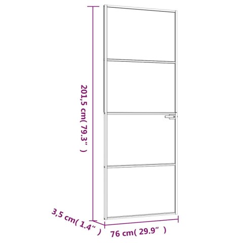 VidaXL Drzwi wewnętrzne, czarne, 76x201,5 cm, szkło i aluminium