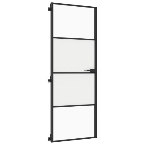 VidaXL Drzwi wewnętrzne, czarne, 76x201,5 cm, szkło i aluminium