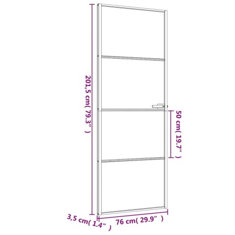VidaXL Drzwi wewnętrzne, czarne, 76x201,5 cm, szkło i aluminium