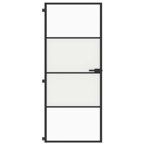 VidaXL Drzwi wewnętrzne, czarne, 83x201,5 cm, szkło i aluminium
