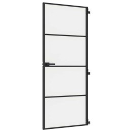 VidaXL Drzwi wewnętrzne, czarne, 83x201,5 cm, szkło i aluminium