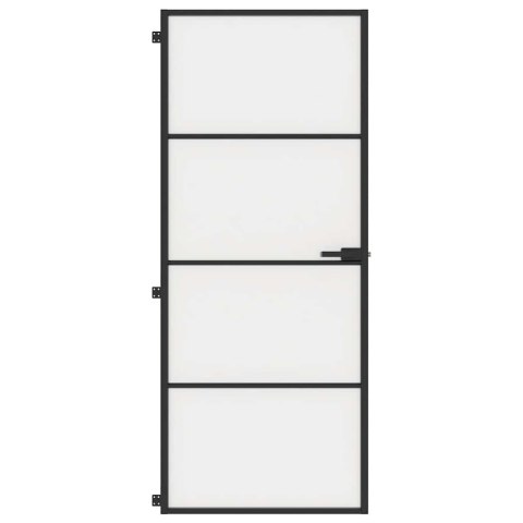 VidaXL Drzwi wewnętrzne, czarne, 83x201,5 cm, szkło i aluminium