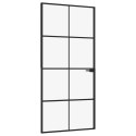VidaXL Drzwi wewnętrzne, czarne, 93x201,5 cm, szkło i aluminium