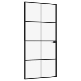 VidaXL Drzwi wewnętrzne, czarne, 93x201,5 cm, szkło i aluminium