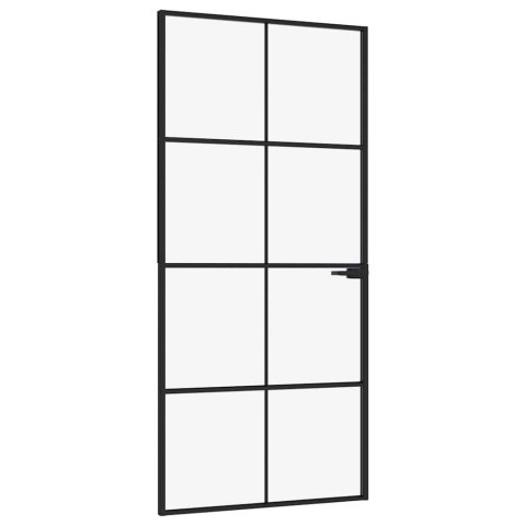 VidaXL Drzwi wewnętrzne, czarne, 93x201,5 cm, szkło i aluminium