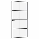 VidaXL Drzwi wewnętrzne, czarne, 93x201,5 cm, szkło i aluminium