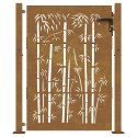 VidaXL Furtka ogrodowa, 100x125 cm, stal kortenowska, motyw bambusa