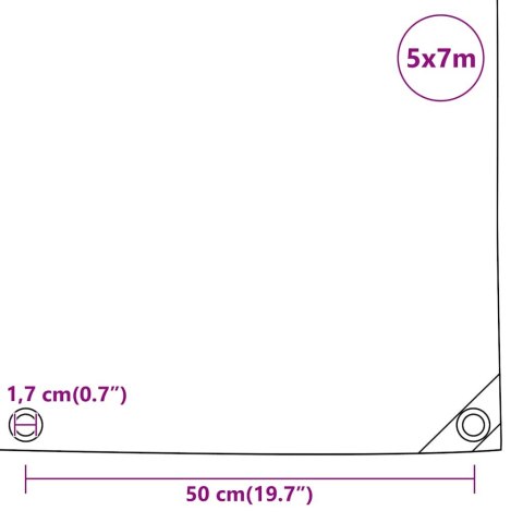 PLANDEKA PŁACHTA SZARA 5X7M 650 G/M²