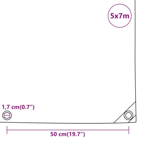 PLANDEKA PŁACHTA ZIELONA 5X7M 650 G/M²