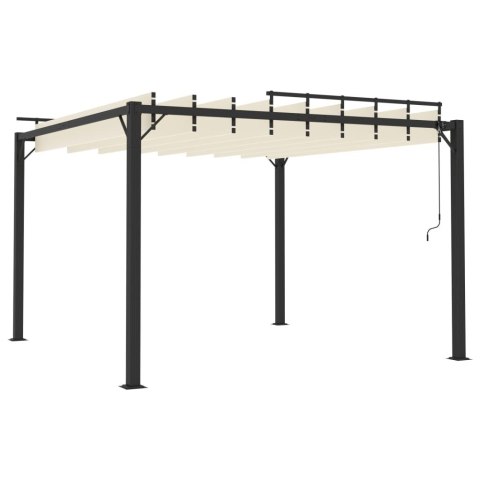 VidaXL Altana z żaluzjowym dachem 3x3 m, kremowa, tkanina i aluminium