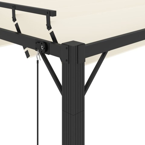 VidaXL Altana z żaluzjowym dachem 3x3 m, kremowa, tkanina i aluminium