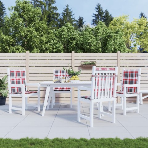 VidaXL Poduszki na krzesła ogrodowe 4 szt., czerwona krata 100x50x3 cm