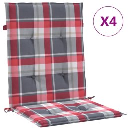 VidaXL Poduszki na krzesła ogrodowe 4 szt., czerwona krata 100x50x3 cm