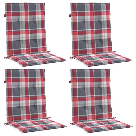 VidaXL Poduszki na krzesła ogrodowe 4 szt., czerwona krata 100x50x3 cm