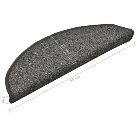 VidaXL Maty na schody 15 szt. 56x17x3 cm Ciemnoszary Półokrągły