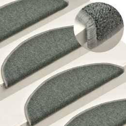VidaXL Maty na schody 15 szt. 56x17x3 cm Ciemnozielone półokrągłe