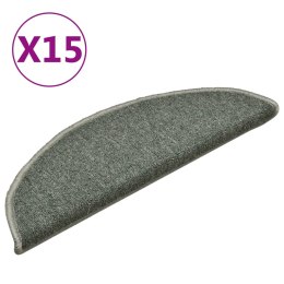 VidaXL Maty na schody 15 szt. 56x17x3 cm Ciemnozielone półokrągłe