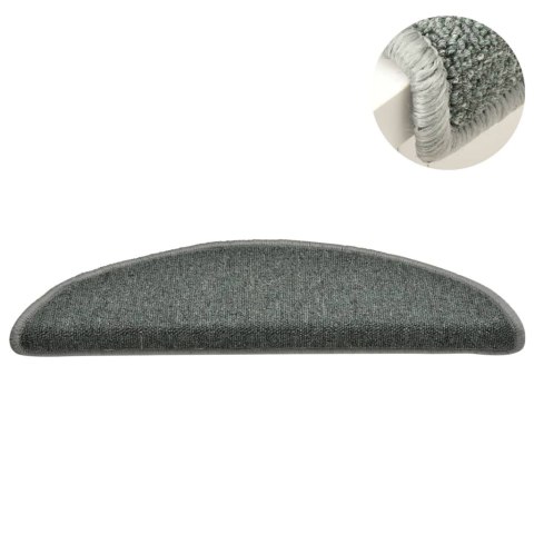 VidaXL Maty na schody 15 szt. 56x17x3 cm Ciemnozielone półokrągłe