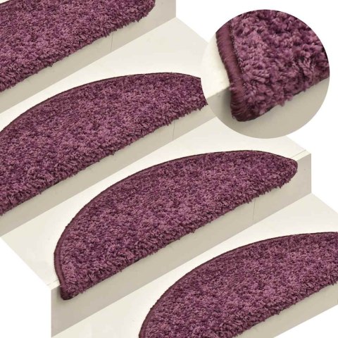 VidaXL Maty na schody 15 szt. 65x21x4 cm Ciemnofioletowe, półokrągłe, duże