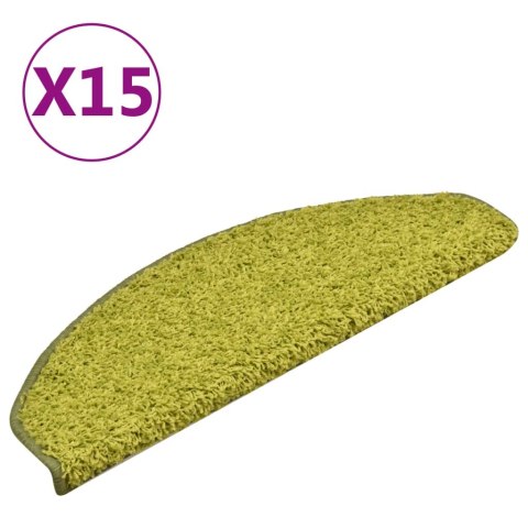 VidaXL Maty na schody 15 szt. 65x21x4 cm Zielone półokrągłe duże