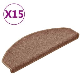 VidaXL Maty na schody 15 szt. 65x24x4 cm Brązowe półokrągłe duże