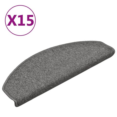 VidaXL Maty na schody 15 szt. 65x24x4 cm Ciemnoszare Półokrągłe Duże