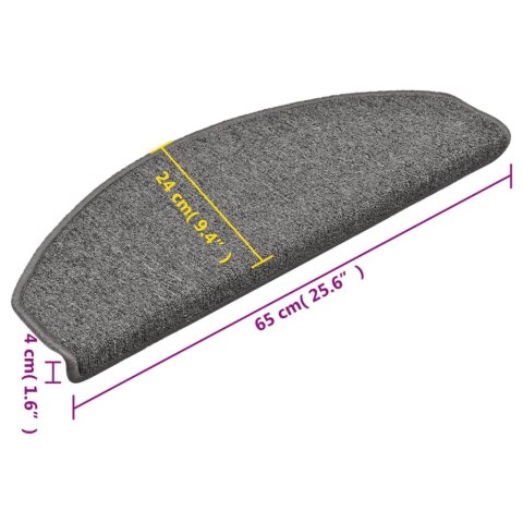 VidaXL Maty na schody 15 szt. 65x24x4 cm Ciemnoszare Półokrągłe Duże