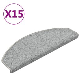 VidaXL Maty na schody 15 szt. 65x24x4 cm Jasnoszare Półokrągłe Duże