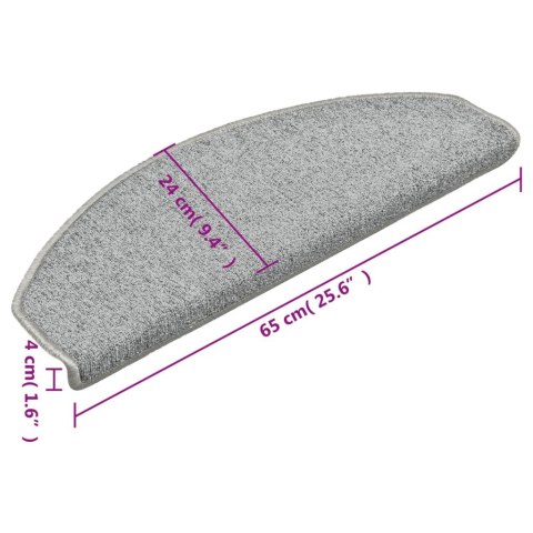 VidaXL Maty na schody 15 szt. 65x24x4 cm Jasnoszare Półokrągłe Duże