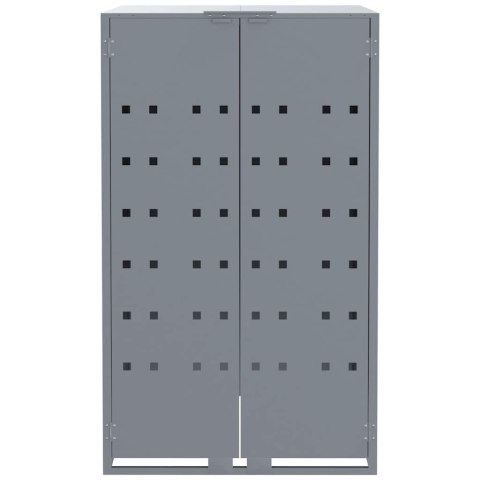 VidaXL Obudowa na 2 kosze na śmieci, szara, 138x79x117 cm, stal
