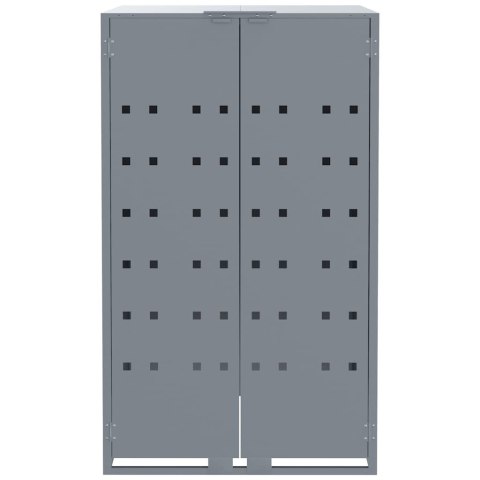VidaXL Obudowa na 3 kosze na śmieci, szara, 207x79x117 cm, stal