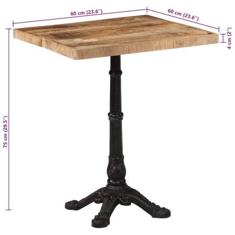 STOLIK BISTRO 60X60X77CM SUROWE DREWNO MANGO