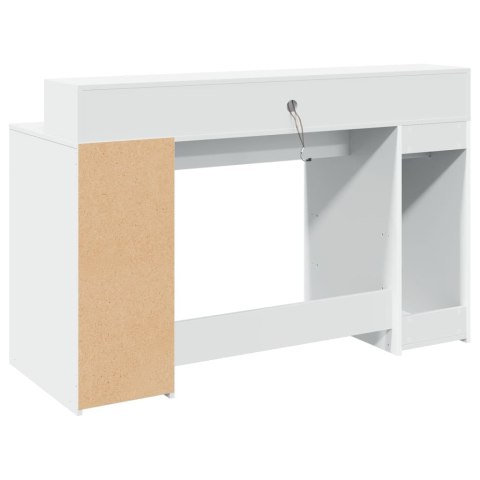 VidaXL Biurko z podświetleniem LED, białe, 140x55x91 cm