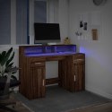 VidaXL Biurko z podświetleniem LED, brązowy dąb, 120x55x91 cm