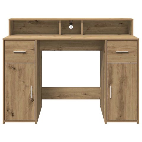 VidaXL Biurko z podświetleniem LED, dąb artisian, 120x55x91 cm