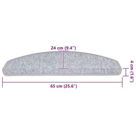 VidaXL Maty na schody 20 szt. 65x24x4 cm Jasnoszare Półokrągłe Duże