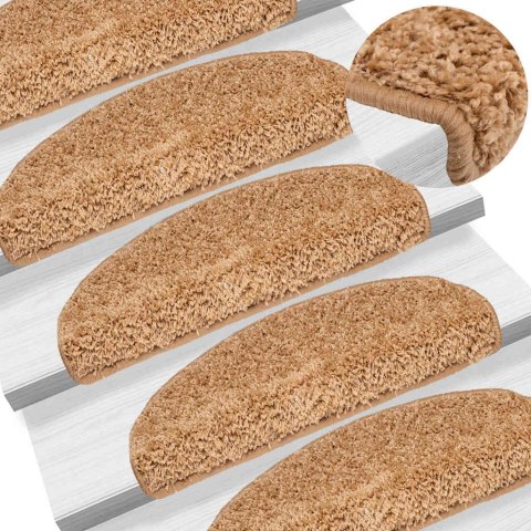 VidaXL Maty na schody 30 szt. 65x21x4 cm Beżowe półokrągłe duże