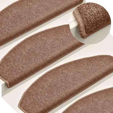 VidaXL Maty na schody 30 szt. 65x24x4 cm Brązowe półokrągłe duże