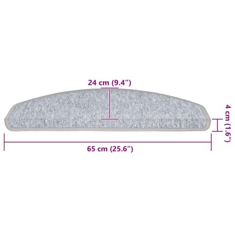 VidaXL Maty na schody 30 szt. 65x24x4 cm Jasnoszare Półokrągłe Duże