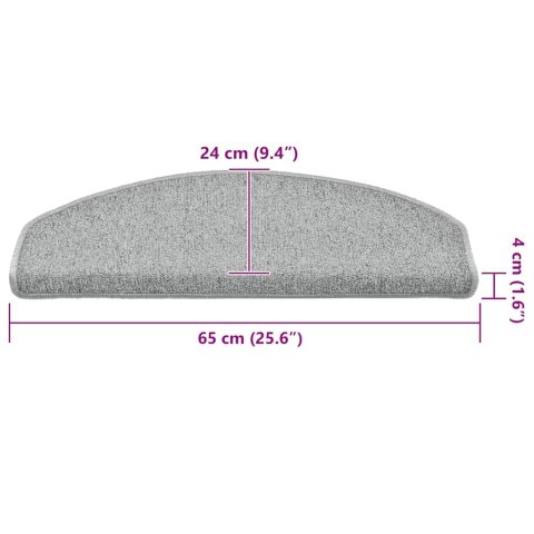 VidaXL Maty na schody 30 szt. 65x24x4 cm Jasnoszare Półokrągłe Duże