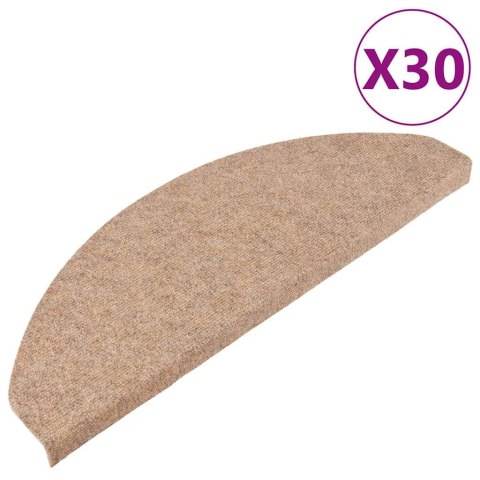 VidaXL Maty na schody samoprzylepne 30 szt. Beżowe 65x22,5x3,5 cm