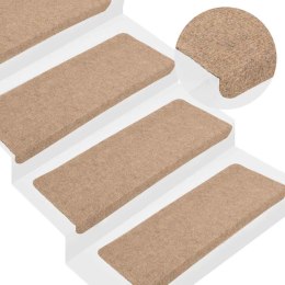 VidaXL Maty na schody samoprzylepne 30 szt. Beżowe 65x24,5x3,5 cm