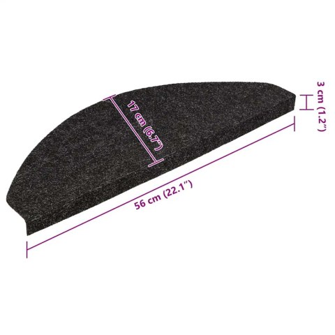 VidaXL Maty na schody samoprzylepne 30 szt. Czarne 56x17x3 cm