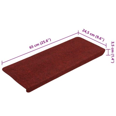 VidaXL Maty na schody samoprzylepne 30 szt. Czerwone 65x22,5x3,5 cm