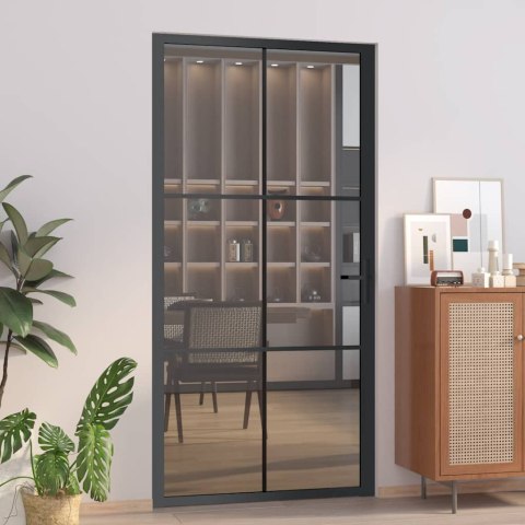 VidaXL Drzwi wewnętrzne, 102,5x201,5 cm, czarne, szkło ESG i aluminium