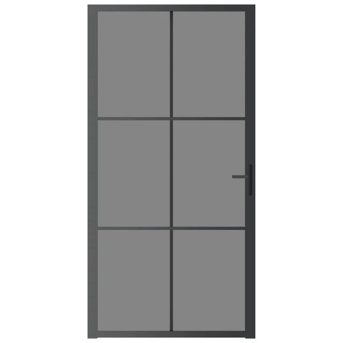 VidaXL Drzwi wewnętrzne, 102,5x201,5 cm, czarne, szkło ESG i aluminium