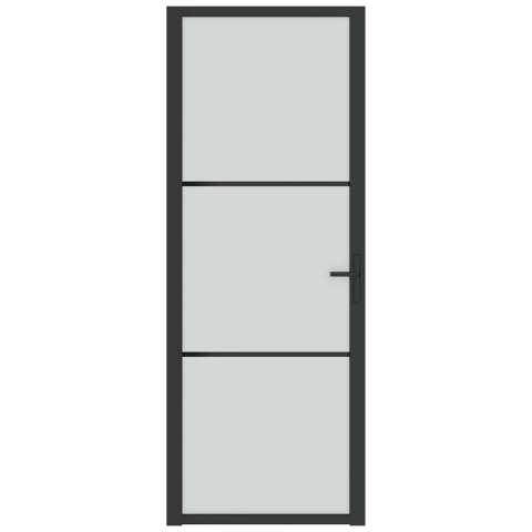 VidaXL Drzwi wewnętrzne, 76x201,5 cm, czarne, matowe szkło i aluminium