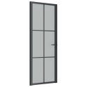 VidaXL Drzwi wewnętrzne, 76x201,5 cm, czarne, matowe szkło i aluminium